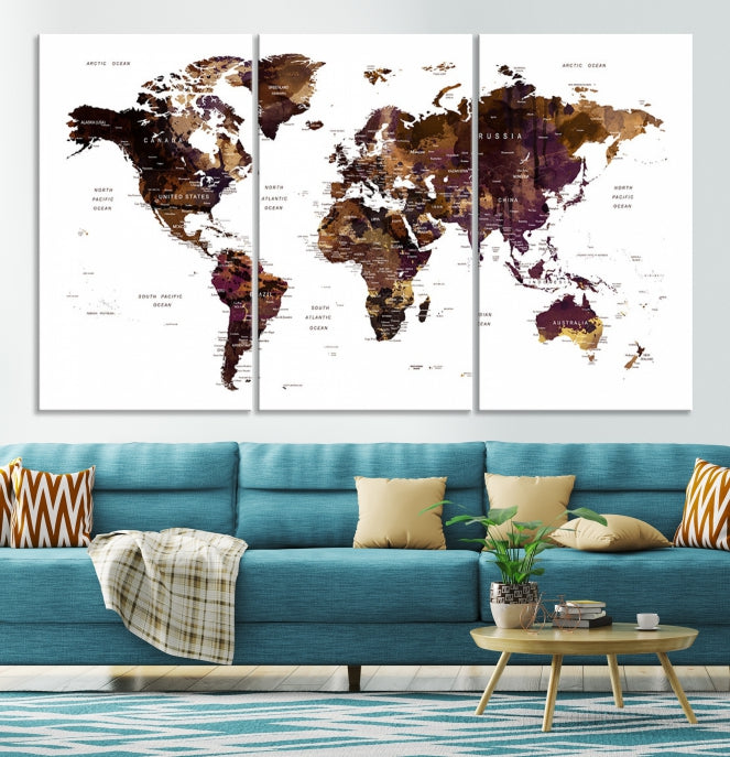 Mapa del mundo grande Pintura Mapa del mundo Arte de la pared Lienzo
