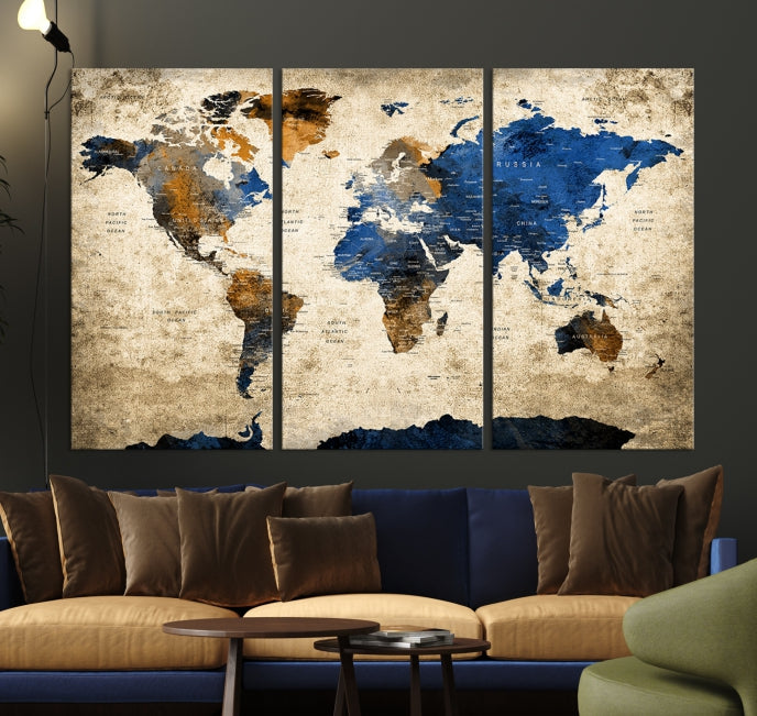 Large World Map Canvas Print