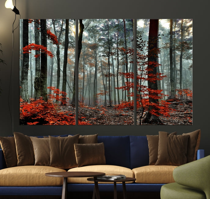 Arbres de la forêt rouge, art mural, impression sur toile, œuvre d'art murale