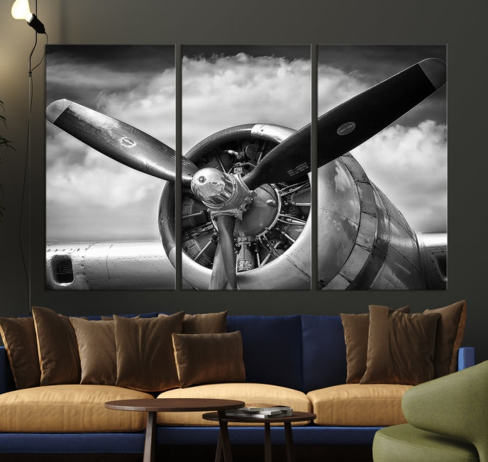 Lienzo decorativo para pared, diseño de avión de guerra antiguo