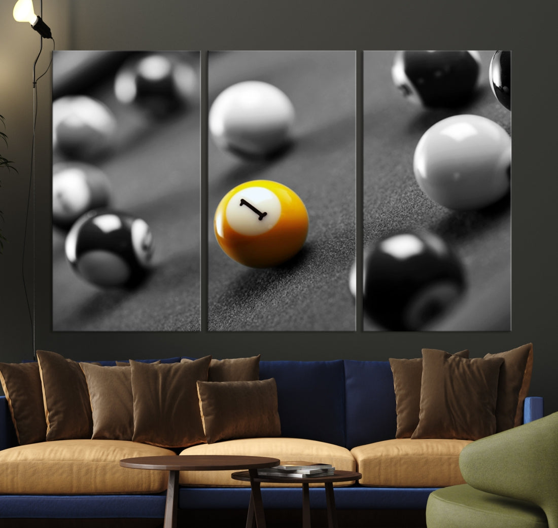 52108 - Large Wall Art Black and White Concept Billiard Balls Canvas Print