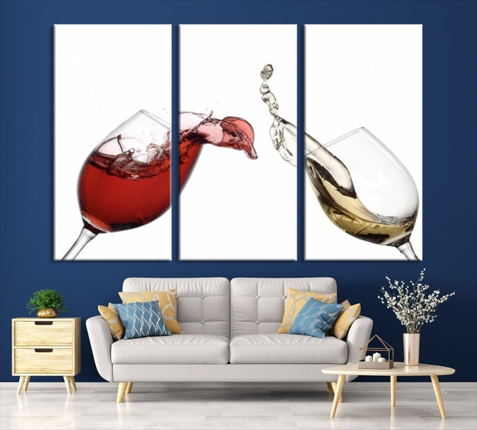 Vin rouge et blanc en verre Impression sur toile