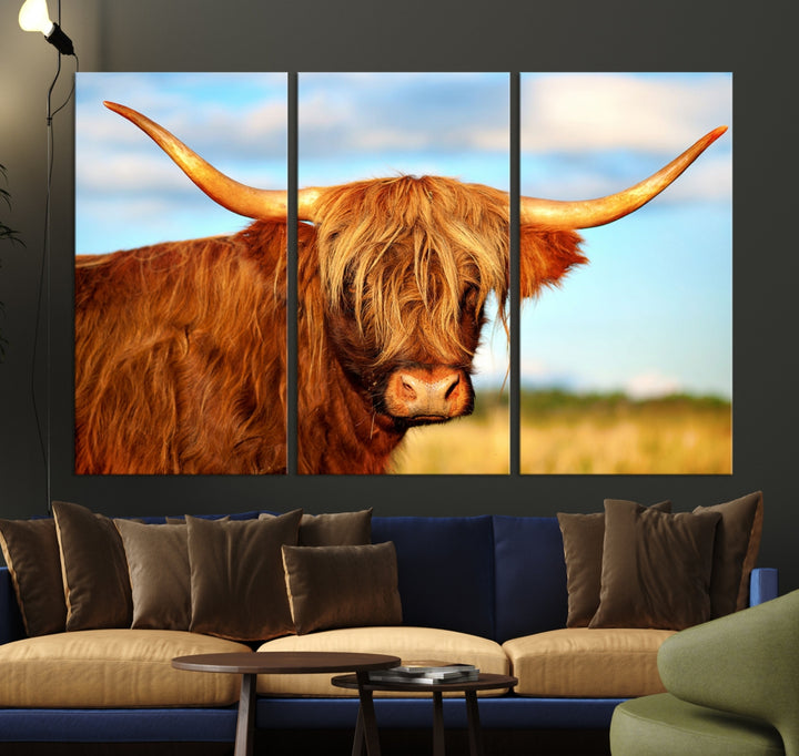 Highland Cow Canvas Wall Art Print Cow Print Cattle Art