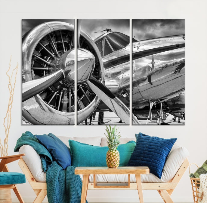 Vintage Antique Airplanet Wall Art Canvas Print