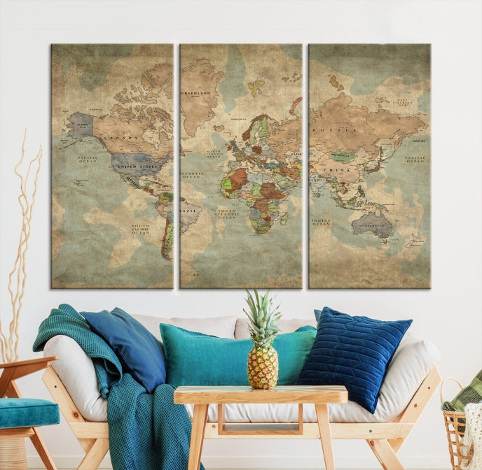Carte du monde élégante Impression sur toile