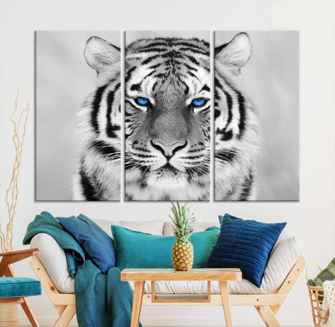Animal de arte de pared de tigre grande en blanco y negro Lienzo