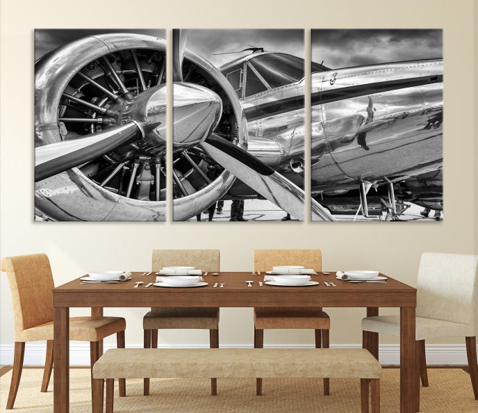 Vintage Antique Airplanet Large Wall Art Canvas Print