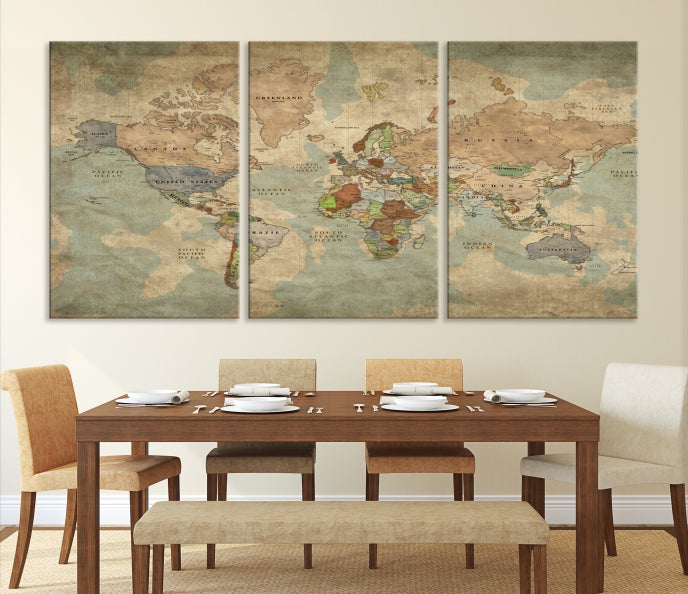 Elegant World Map Canvas Print