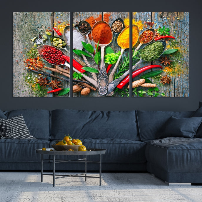 Spoonful of Spices Large Cooking Wall Art Canvas Print Kitchen Artwork