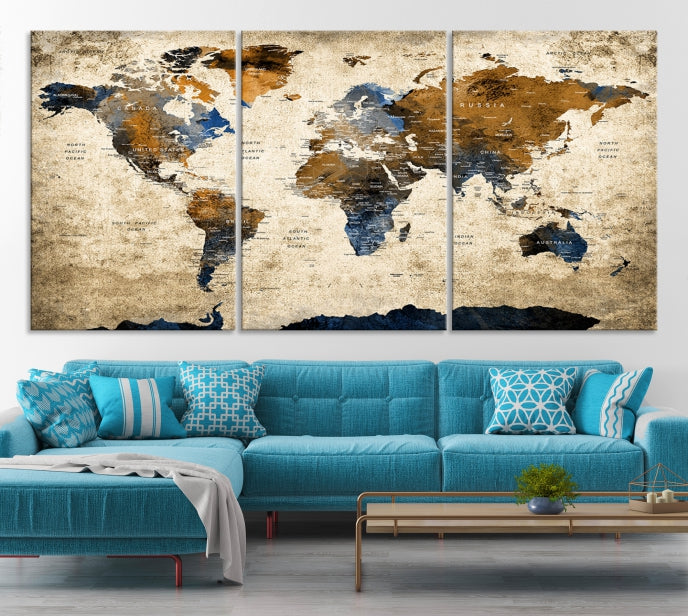 Chef-d'œuvre de la carte du monde d'ormeau Impression sur toile