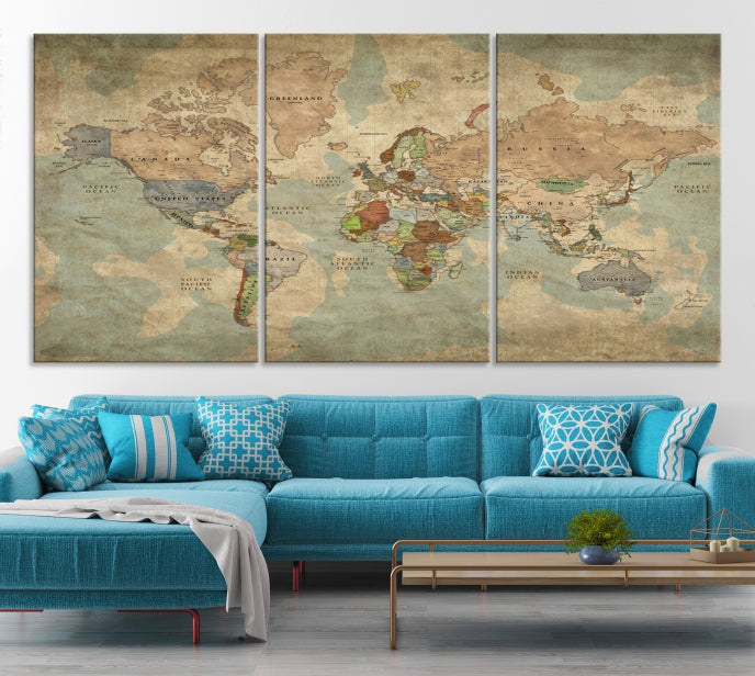 Carte du monde élégante Impression sur toile