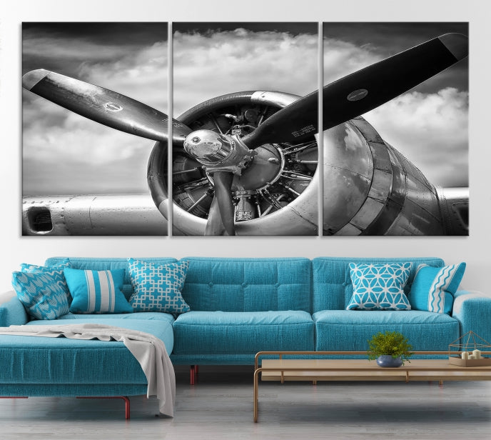 Antique War Airplane Wall Art Canvas Print