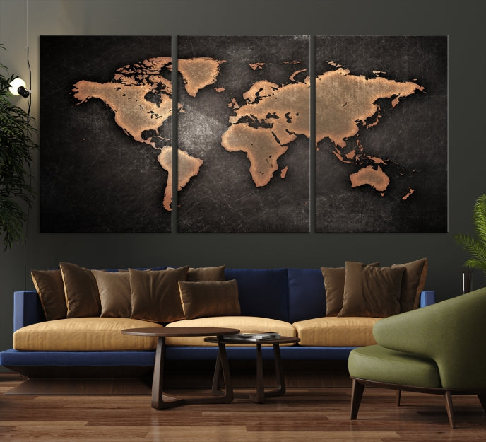Arte de pared con mapa mundial granate Lienzo