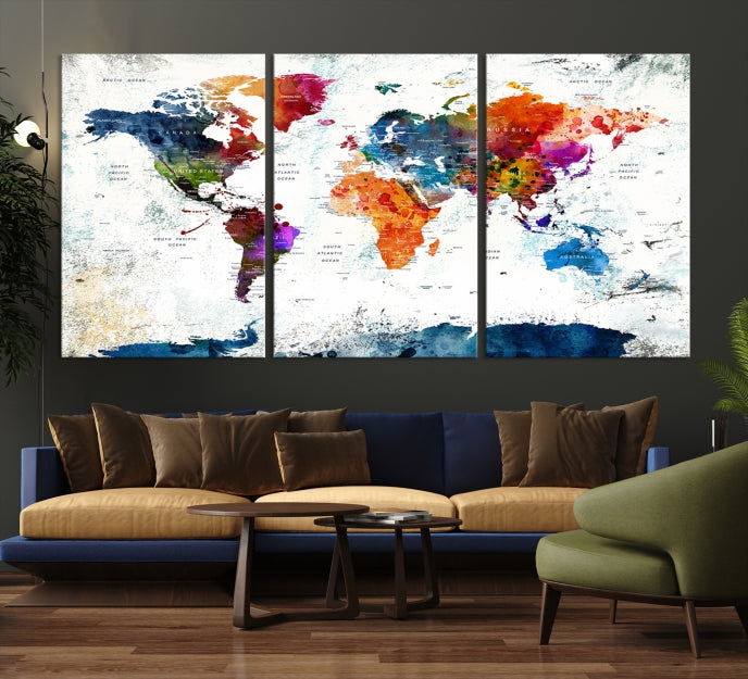 Pastel Map of World Canvas Print
