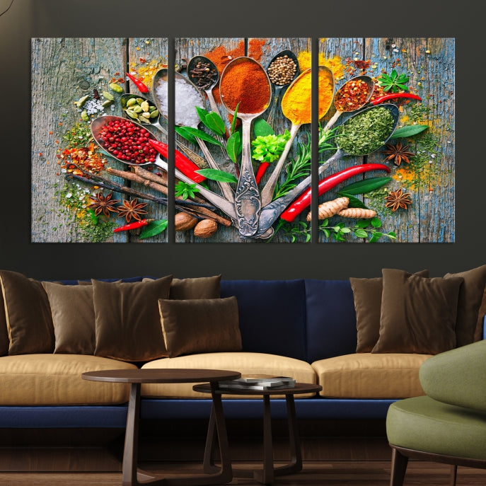 Spoonful of Spices Large Cooking Wall Art Canvas Print Kitchen Artwork