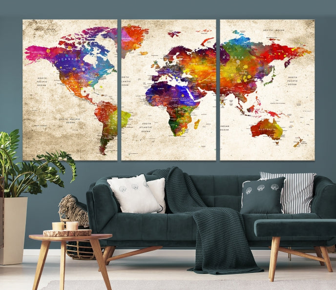 Mapa mundial de arte de pared grande Lienzo