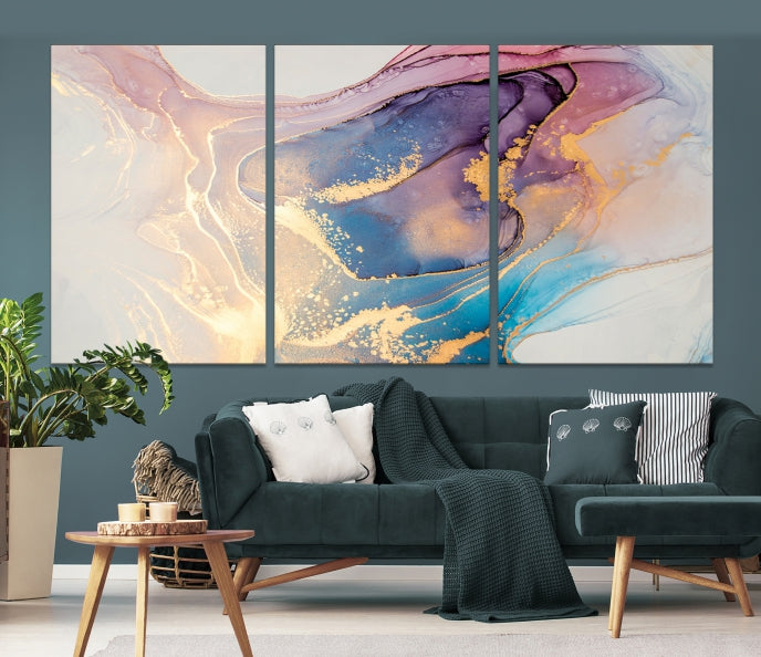 Colorful Marble Fluid Effect Large Wall Art Modern Abstract Canvas Wall Art Print