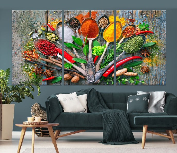 Arte de pared de especias para decoración de paredes de cocina y decoración del hogar