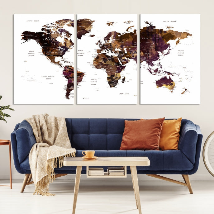 World Map Painting World Map Wall Art Canvas Print