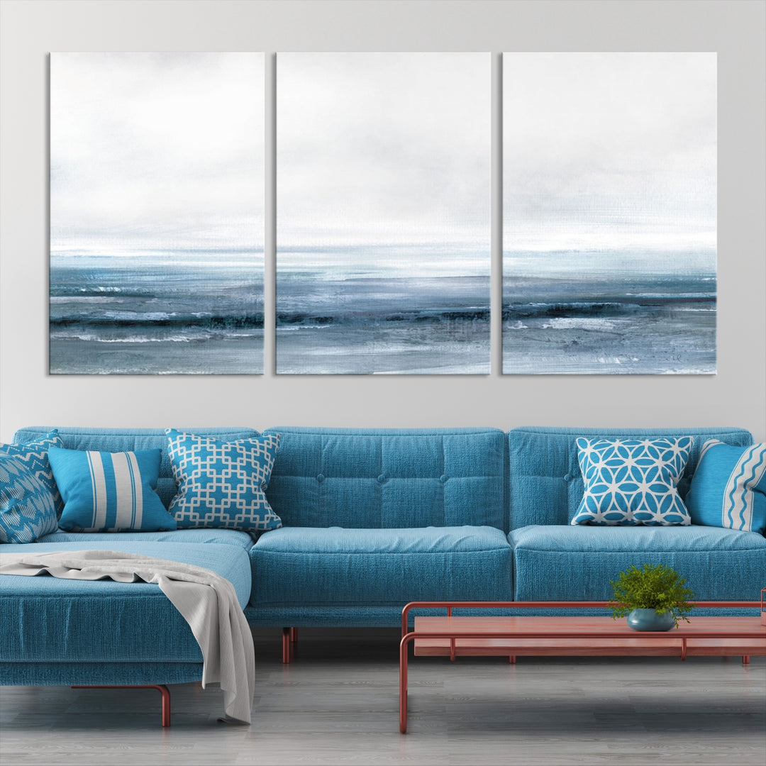 Blue Ocean Abstract Artwork Wall Art Canvas Print