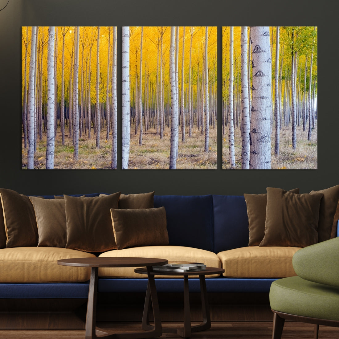 Birch Trees Forest in Autumn Wall Art Print
