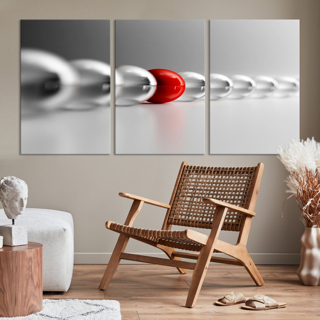 Newton's Cradle Gray and Red Wall Art Canvas Print