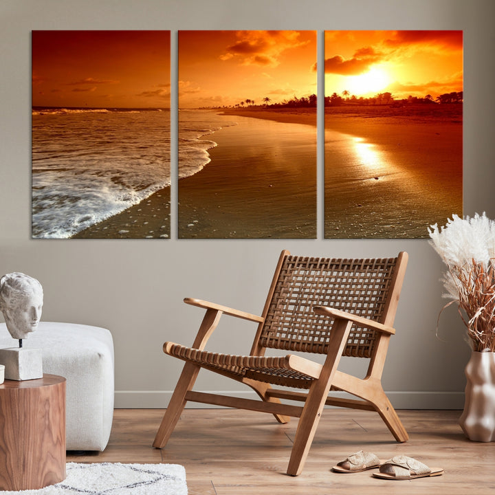 Wall Art Beautiful Beach Landscape at Sunset in Tropical Island Canvas Print