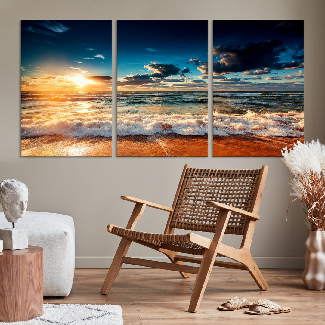 Wonderfull Sunset and Beach Wall Art Canvas Print