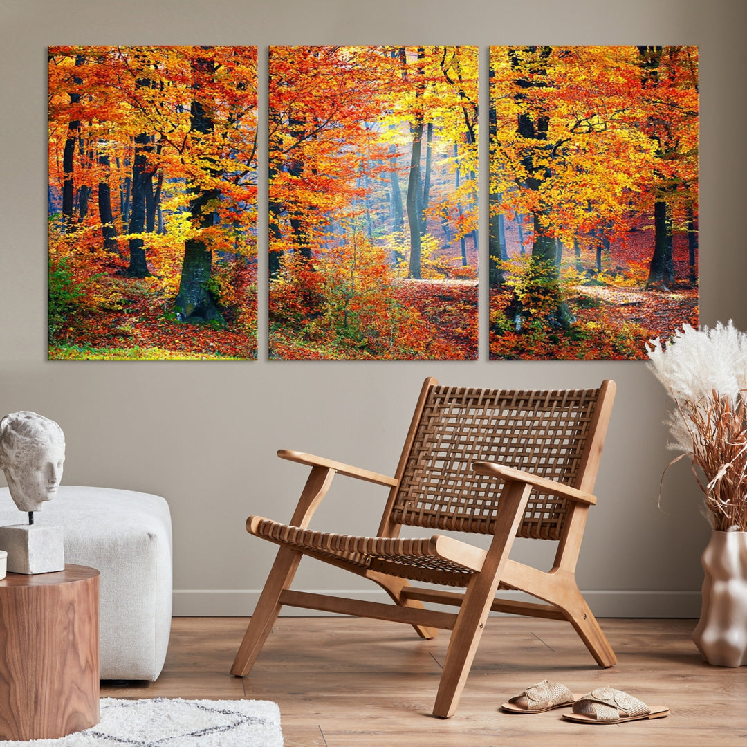 Art mural d’impression sur toile de forêt d’automne