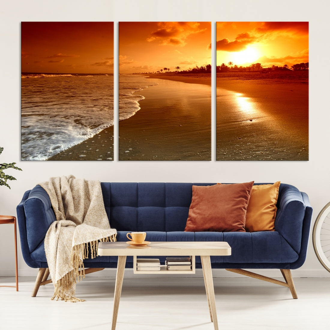 Extra Large Wall Art Beautiful Beach Landscape at Sunset in Tropical Island Canvas Print