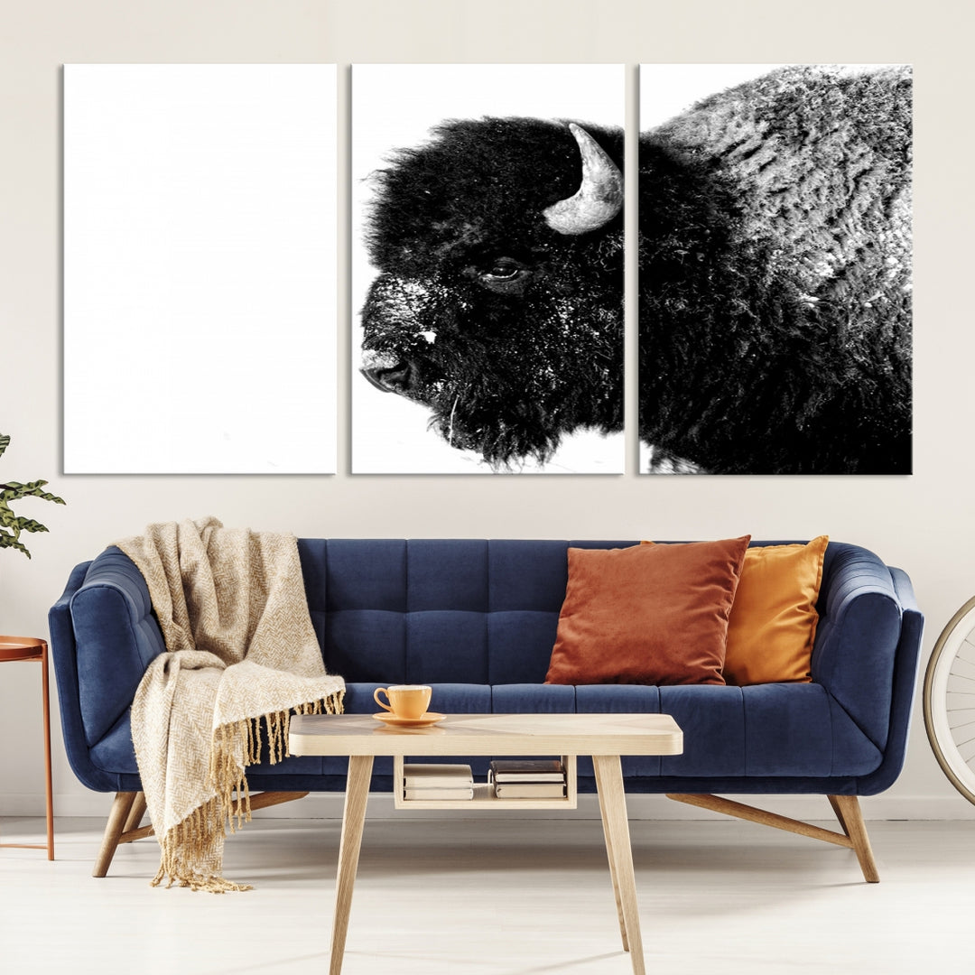 Impresión de lienzo de arte de pared de búfalo, impresión de bisonte