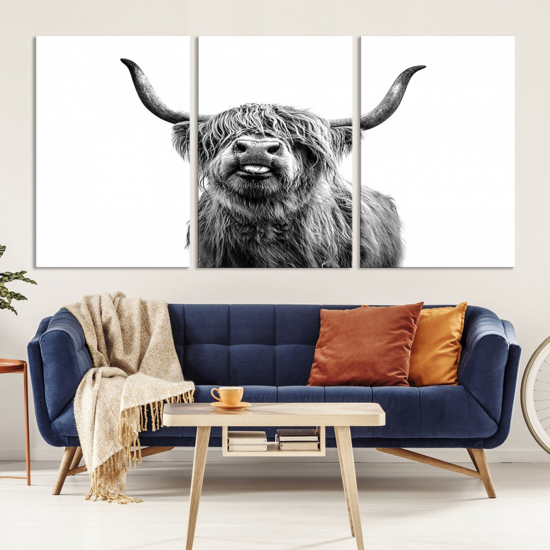 Fanny Scottish Highland Cow Cattle Art Print Farmhouse Wall Art Canvas Print