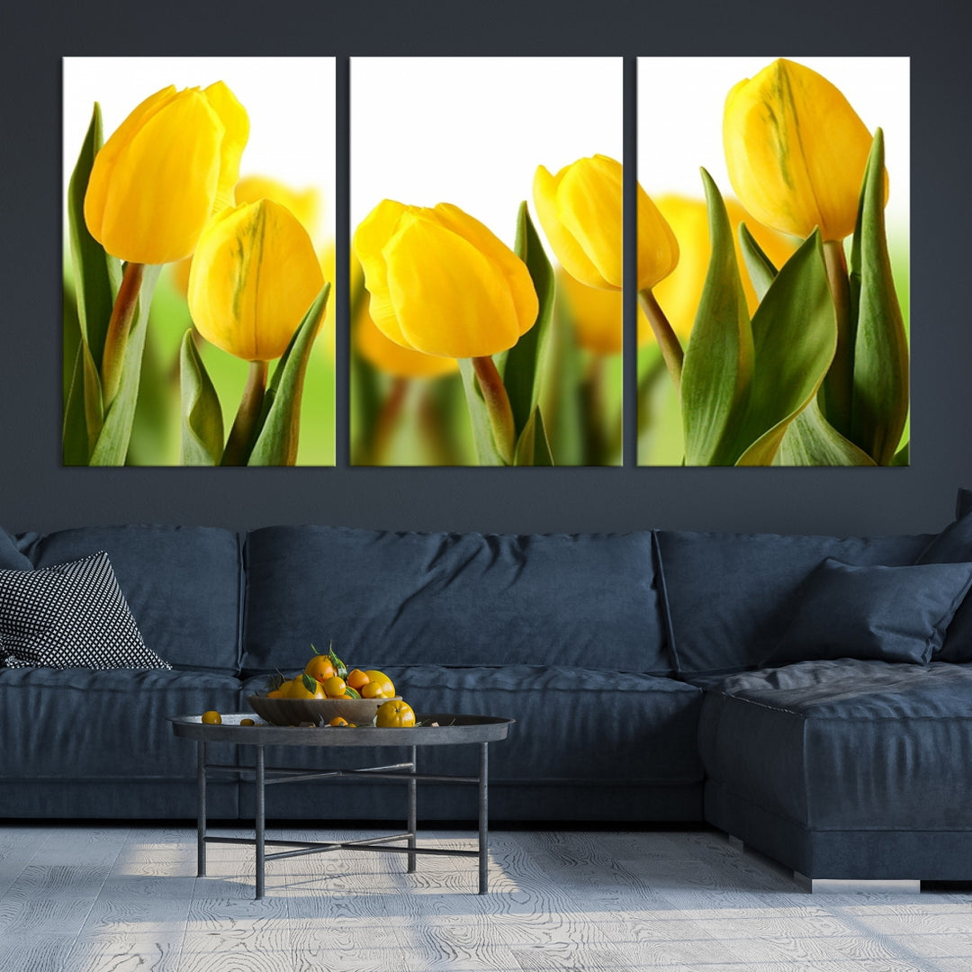 Cuadro grande con tulipanes amarillos Lienzo
