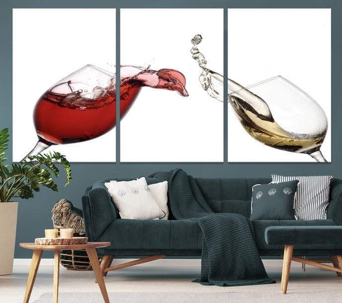 Vin rouge et blanc en verre Impression sur toile