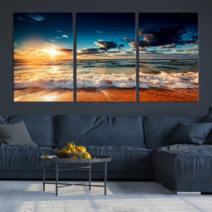 Wonderfull Sunset and Beach Wall Art Canvas Print