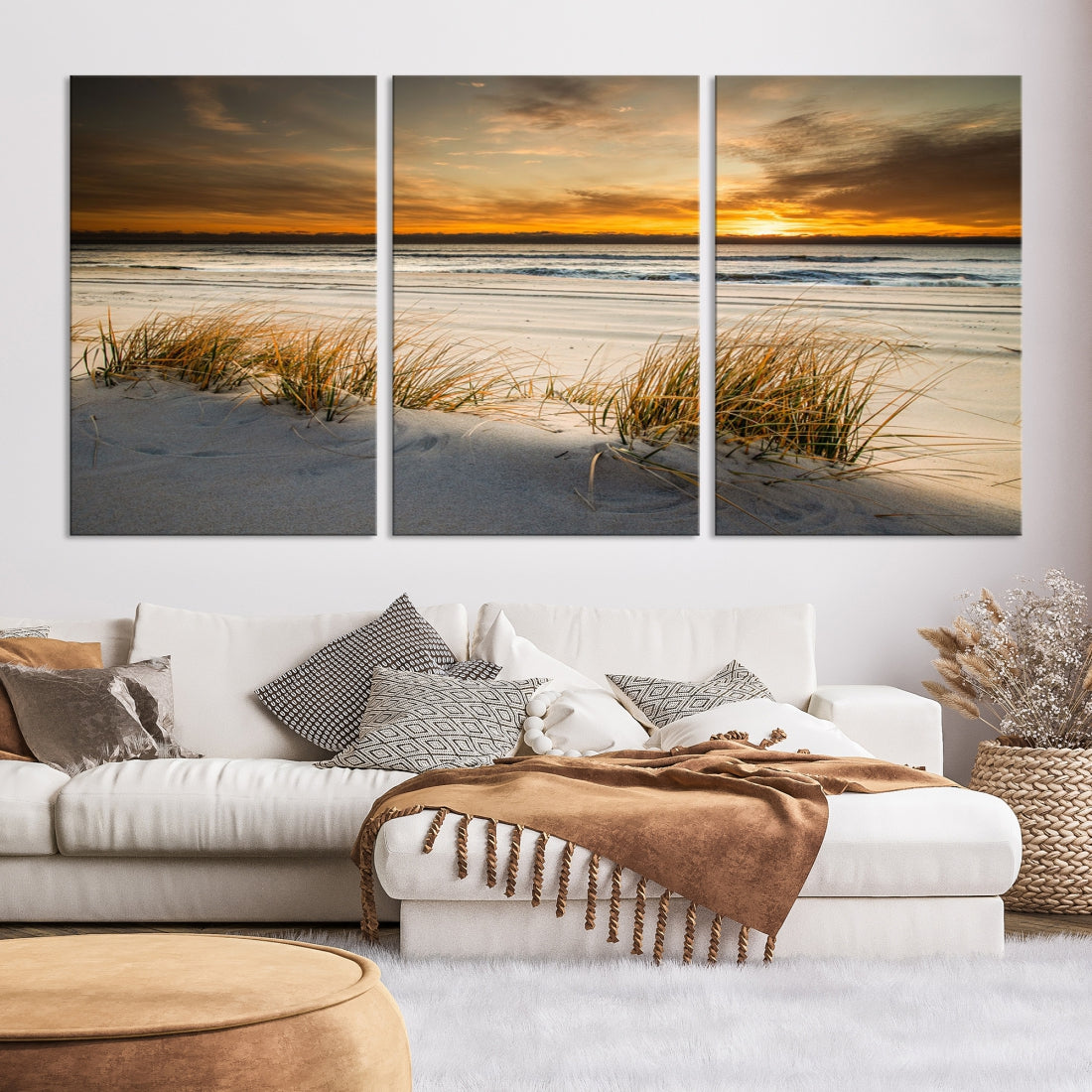 85917 - Ocean Beach Wall Art Canvas Print Sunset Artwork Print Coastal Wall Art