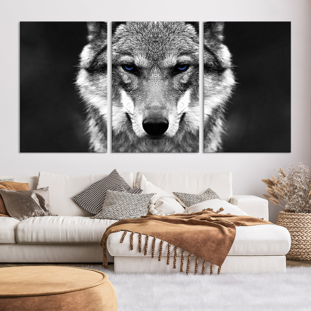 Arte de pared de lobo salvaje en blanco y negro Lienzo