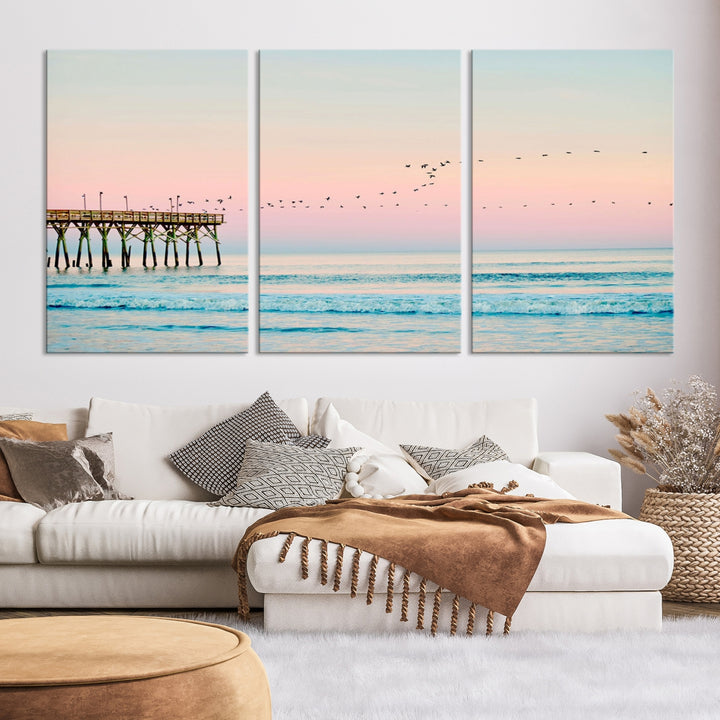 Blush Pink Coastal Set of 3 Prints Beach