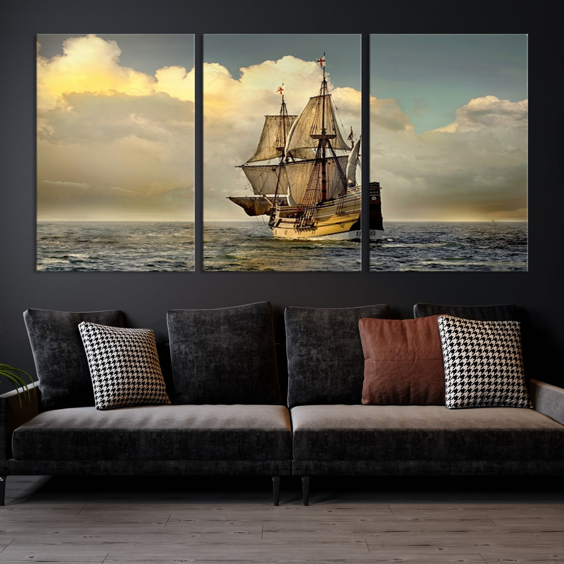 Large Wall Art English War Ship Canvas Print