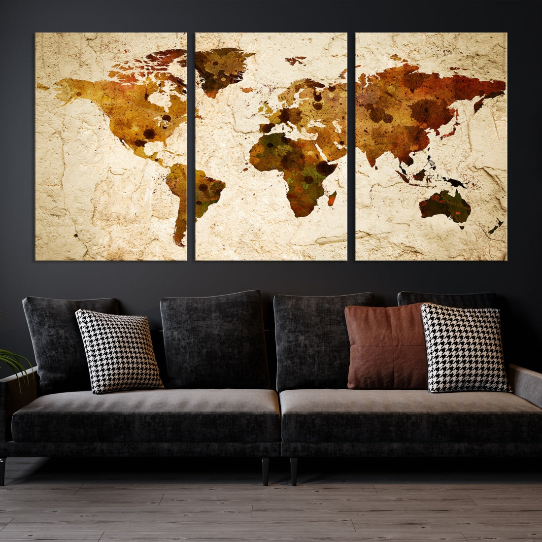 Large Watercolor World Map Canvas Print