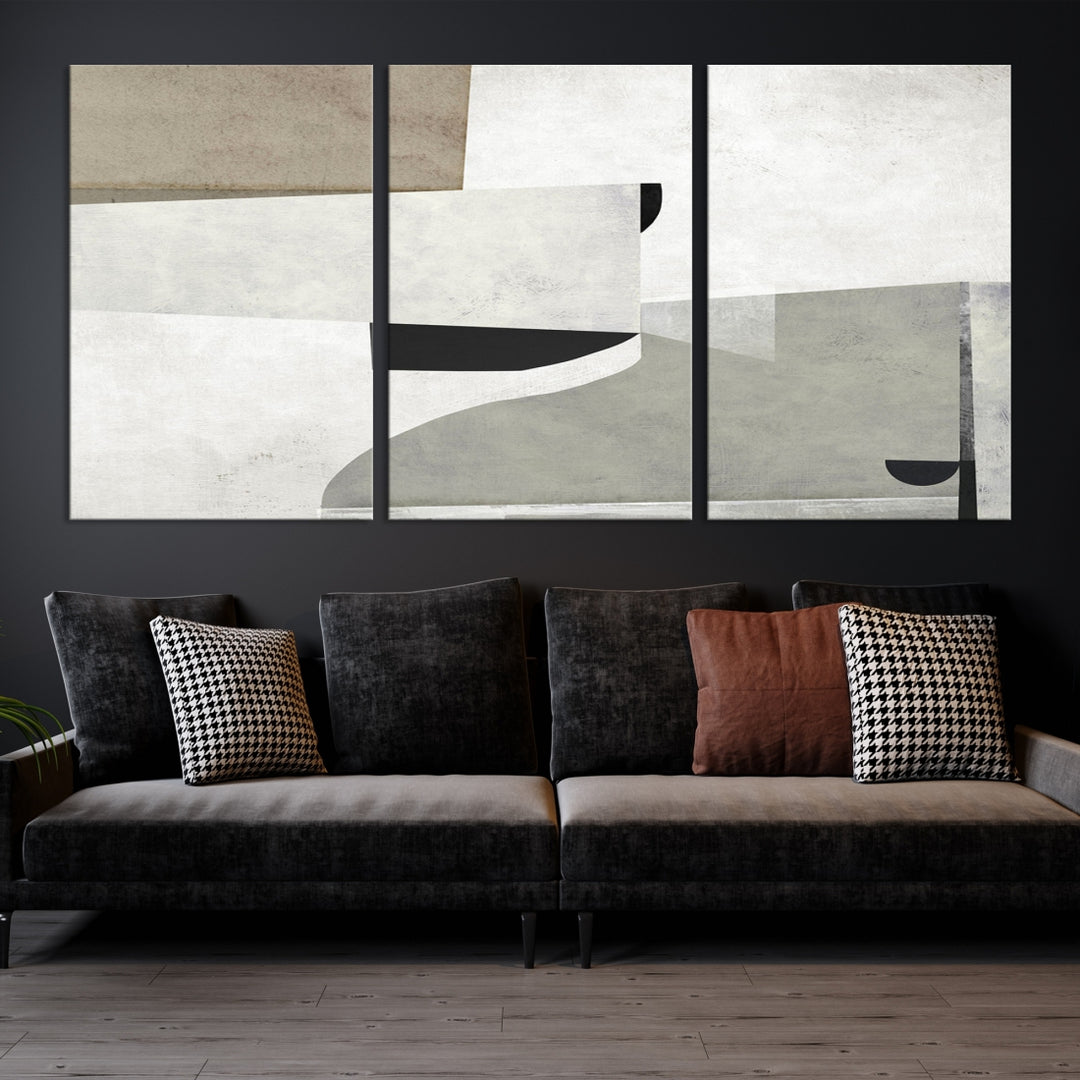 Arte abstracto de la pared de figuras grises marrones Lienzo