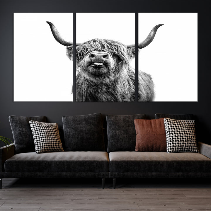 Fanny Scottish Highland Cow Cattle Art Print Farmhouse Wall Art Canvas Print