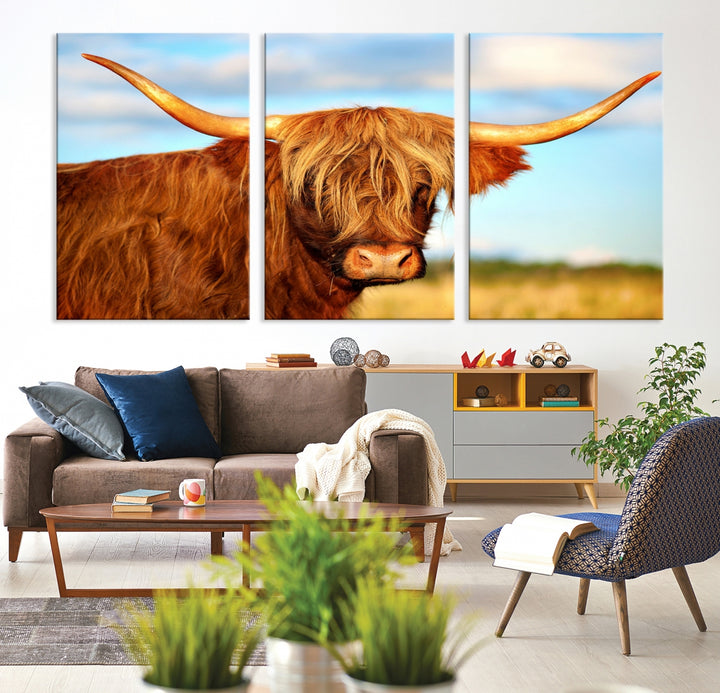 Highland Cow Canvas Wall Art Print Cow Print Cattle Art