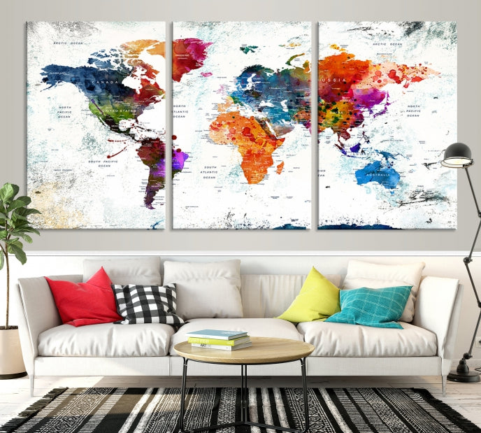 Unique Wall Art World Map Canvas Print