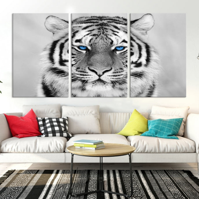 Animal de arte de pared de tigre grande en blanco y negro Lienzo