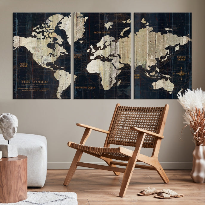 Lienzo decorativo para pared con mapa del mundo extra grande