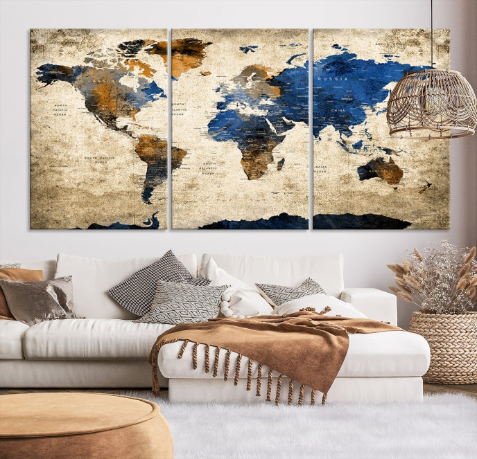 Large World Map Canvas Print