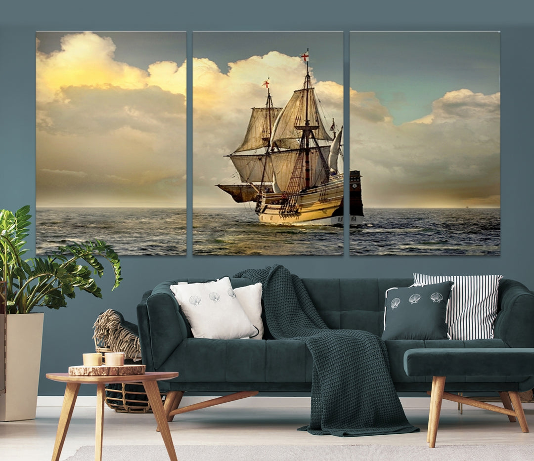 Lienzo decorativo para pared, diseño de barco de guerra inglés