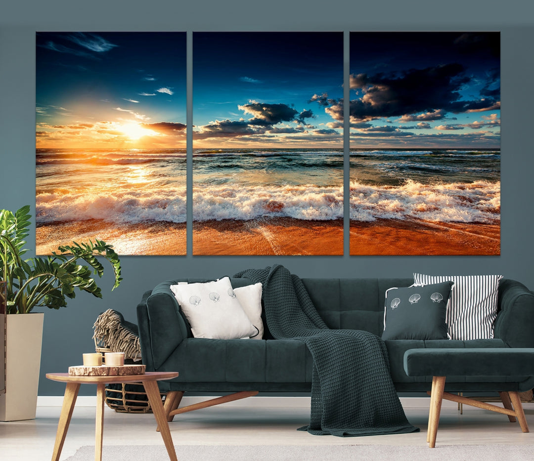 Maravilloso arte de pared de puesta de sol y playa Lienzo