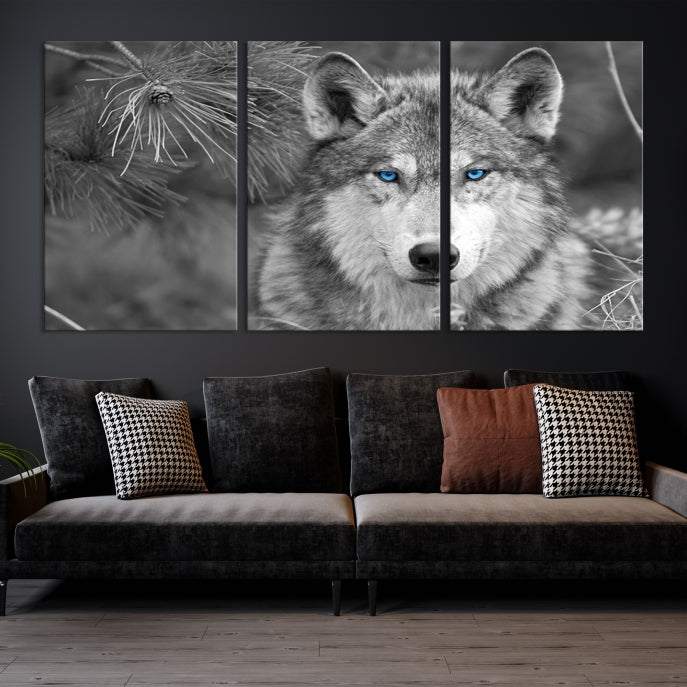 Wild Wolf Blue Eye Wall Art Canvas Print